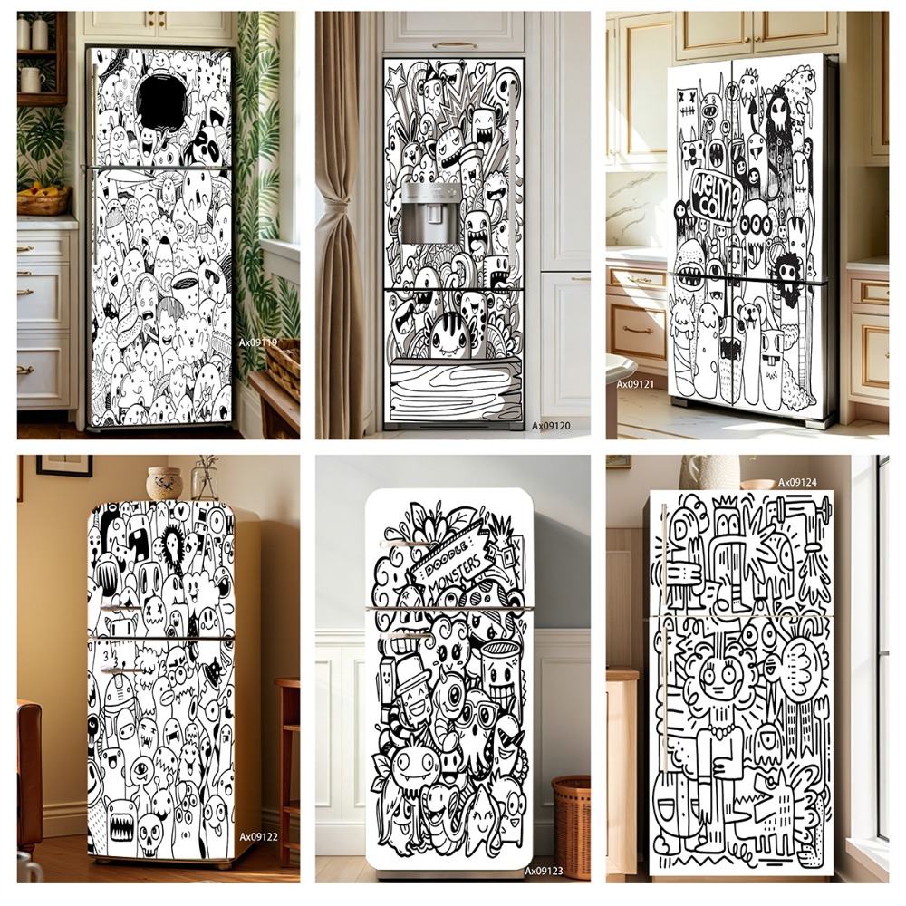 Full Cover Adhesive - Adesivo per frigorifero con mostro doodle